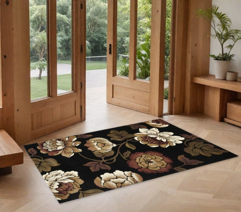 1' X 2' Black Polypropylene Area Rug - herplace.store