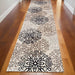 10' Beige Black and Gray Floral Medallion Power Loom Runner Rug - herplace.store