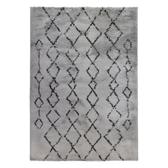 10' Black and Gray Geometric Shag Runner Rug - herplace.store