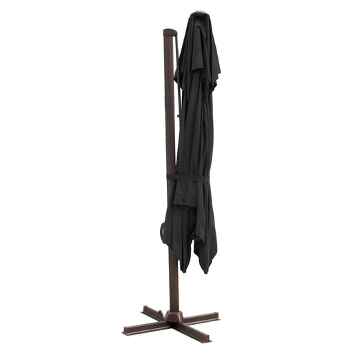 10' Black Polyester Square Tilt Cantilever Patio Umbrella With Stand - herplace.store