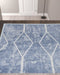 10' Blue and Off White Geometric Power Loom Washable Runner Rug - herplace.store