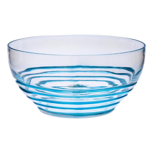 10" Clear and Blue Swirl Acrylic Round Salad Bowl - herplace.store