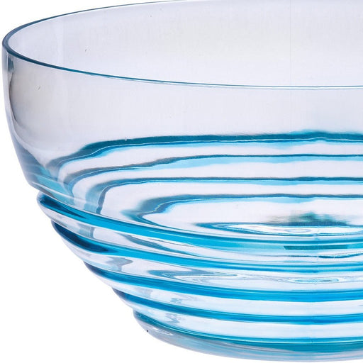 10" Clear and Blue Swirl Acrylic Round Salad Bowl - herplace.store