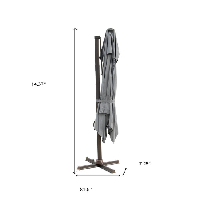 10' Dark Gray Polyester Square Tilt Cantilever Patio Umbrella With Stand - herplace.store