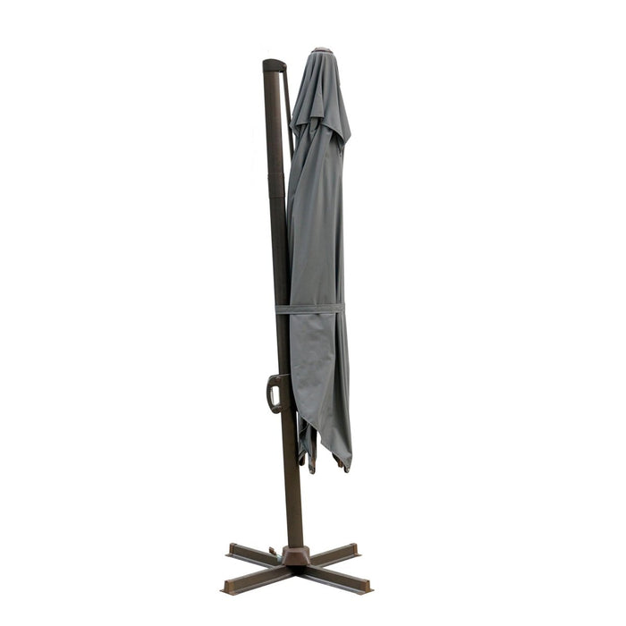 10' Dark Gray Polyester Square Tilt Cantilever Patio Umbrella With Stand - herplace.store