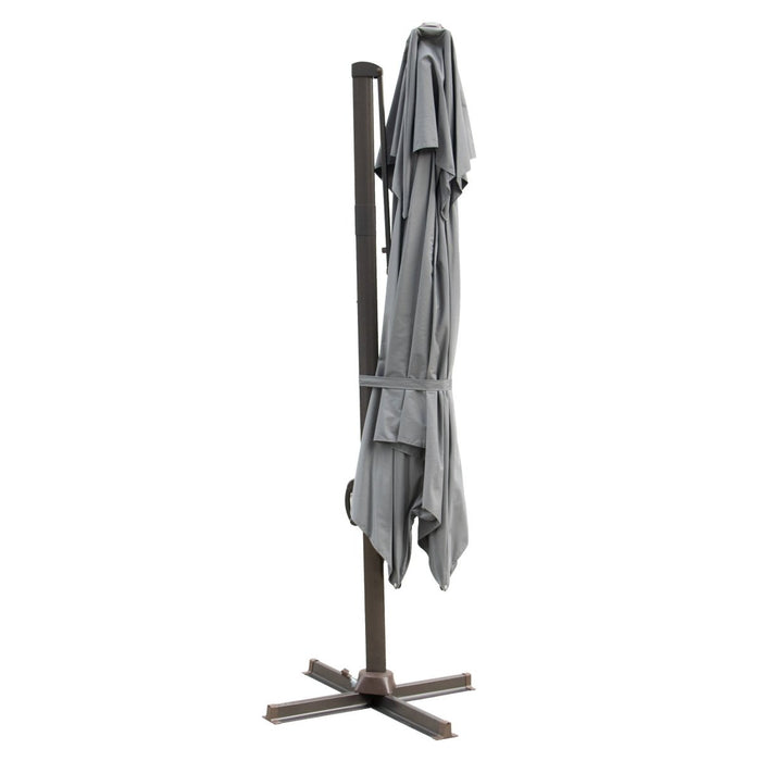 10' Dark Gray Polyester Square Tilt Cantilever Patio Umbrella With Stand - herplace.store