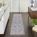 10' Gray and Ivory Floral Power Loom Distressed Washable Runner Rug - herplace.store