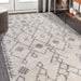 10' Gray and Ivory Geometric Shag Runner Rug - herplace.store