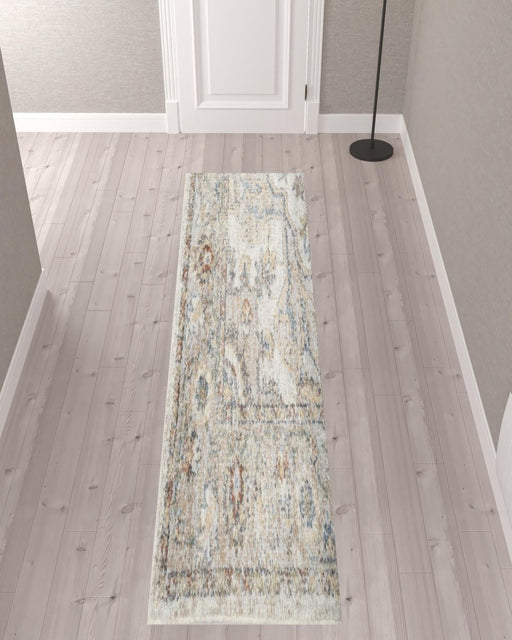 10' Gray Oriental Power Loom Washable Runner Rug - herplace.store