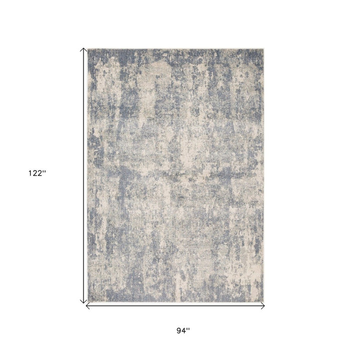 10' Light Gray and Blue Abstract Power Loom Runner Rug - herplace.store