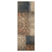 10' Navy And Salmon Damask Distressed Stain Resistant Runner Rug - herplace.store