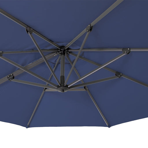 10' Navy Blue Polyester Round Tilt Cantilever Patio Umbrella With Stand - herplace.store