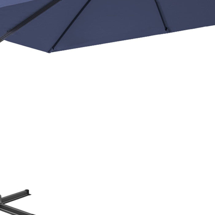 10' Navy Blue Polyester Square Tilt Cantilever Patio Umbrella With Stand - herplace.store