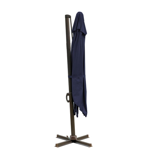 10' Navy Blue Polyester Square Tilt Cantilever Patio Umbrella With Stand - herplace.store