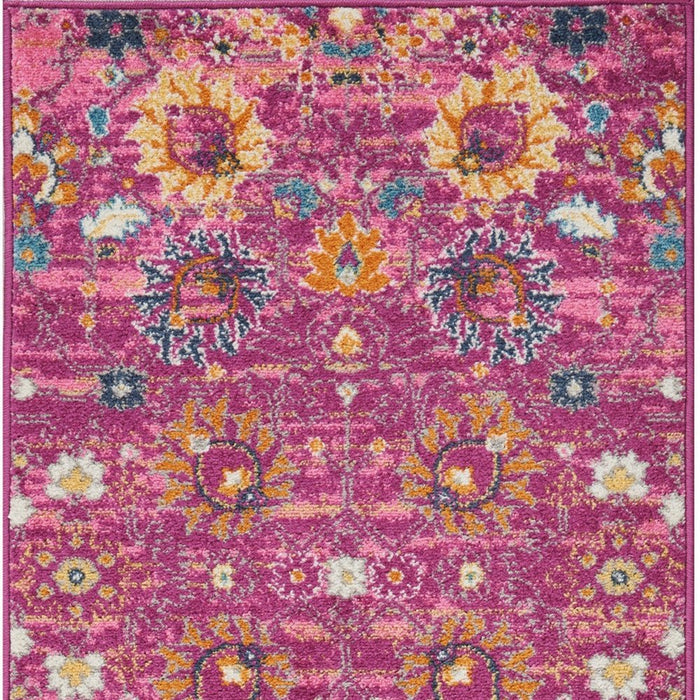 10' Pink Floral Power Loom Runner Rug - herplace.store