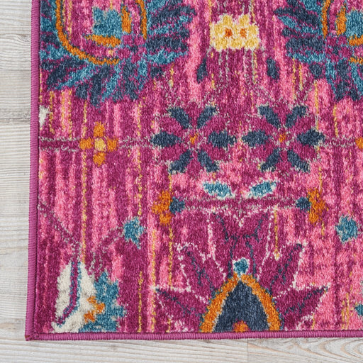 10' Pink Floral Power Loom Runner Rug - herplace.store