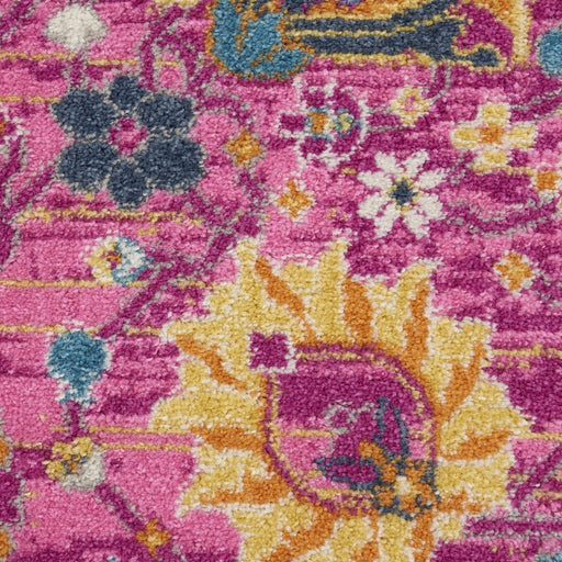 10' Pink Floral Power Loom Runner Rug - herplace.store