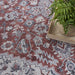 10' Red and Ivory Floral Power Loom Distressed Washable Runner Rug - herplace.store