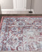 10' Red and Ivory Floral Power Loom Distressed Washable Runner Rug - herplace.store