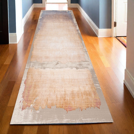 10' Runner Beige and Blue Abstract Power Loom Runner Rug - herplace.store