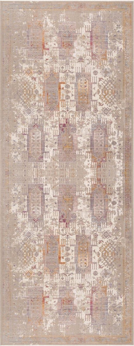 10' Runner Beige and Ivory Medallion Power Loom Runner Rug - herplace.store