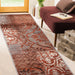 10' Rust And Gray Damask Distressed Stain Resistant Runner Rug - herplace.store