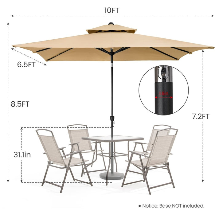 10' Tan Polyester Rectangular Tilt Market Patio Umbrella - herplace.store