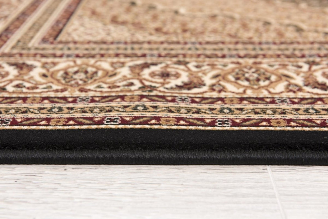 10' X 13' Beige and Black Oriental Washable Non Skid Area Rug - herplace.store