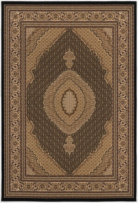 10' X 13' Beige and Black Oriental Washable Non Skid Area Rug - herplace.store