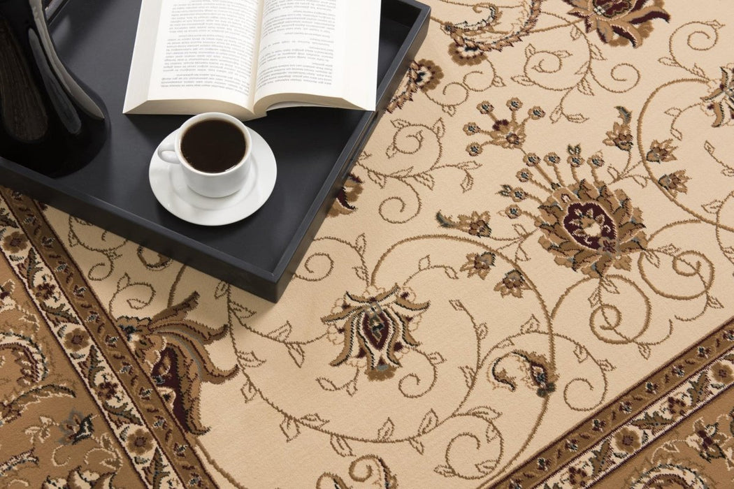 10' X 13' Beige and Brown Oriental Washable Non Skid Area Rug - herplace.store