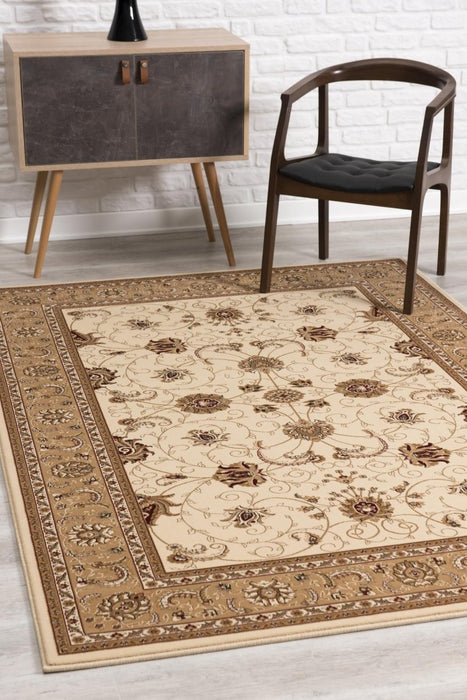 10' X 13' Beige and Brown Oriental Washable Non Skid Area Rug - herplace.store