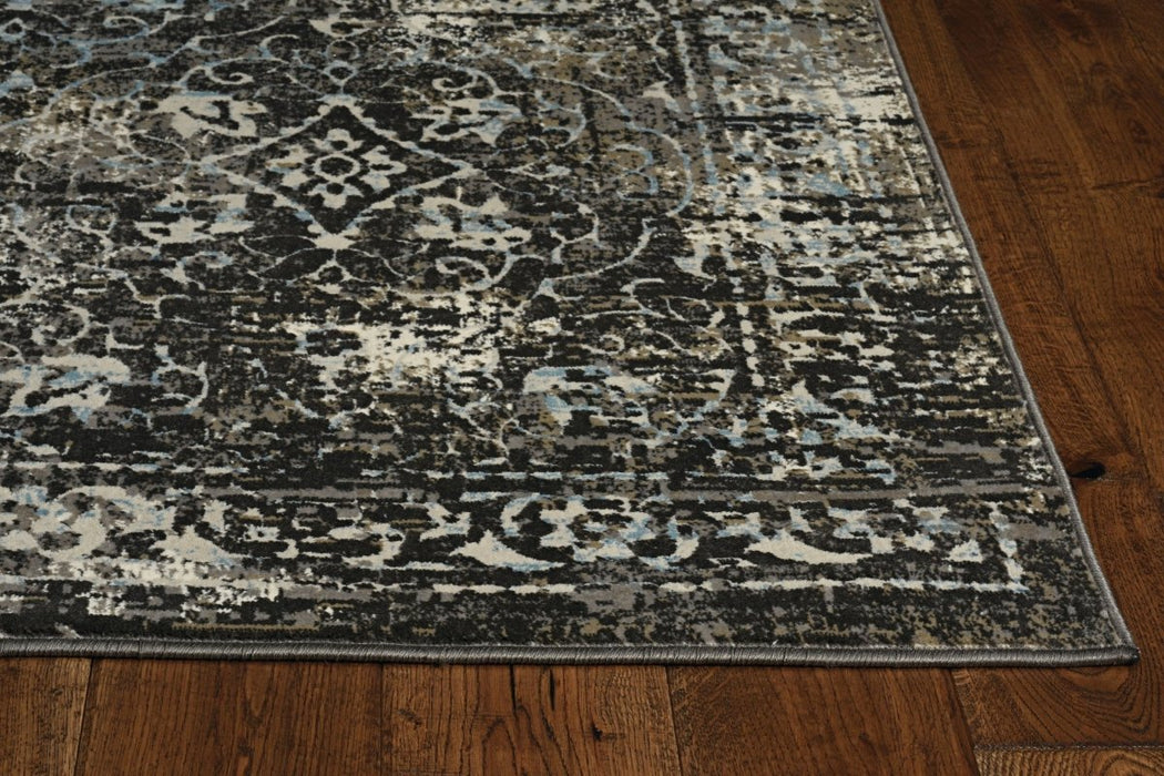 10' X 13' Black Damask Area Rug - herplace.store