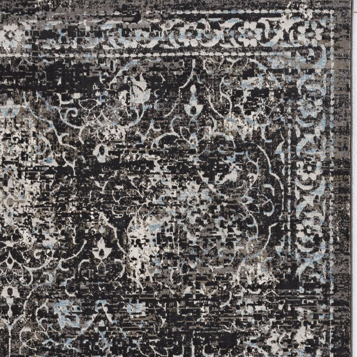 10' X 13' Black Damask Area Rug - herplace.store