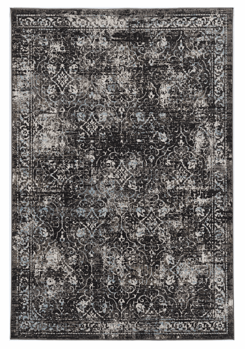 10' X 13' Black Damask Area Rug - herplace.store