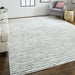 10' X 13' Gray Green And Ivory Striped Distressed Stain Resistant Area Rug - herplace.store