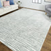 10' X 13' Gray Green And Ivory Striped Distressed Stain Resistant Area Rug - herplace.store