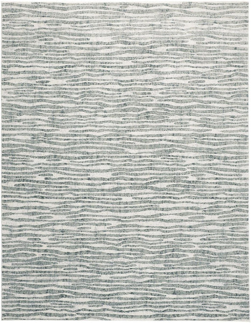 10' X 13' Gray Green And Ivory Striped Distressed Stain Resistant Area Rug - herplace.store