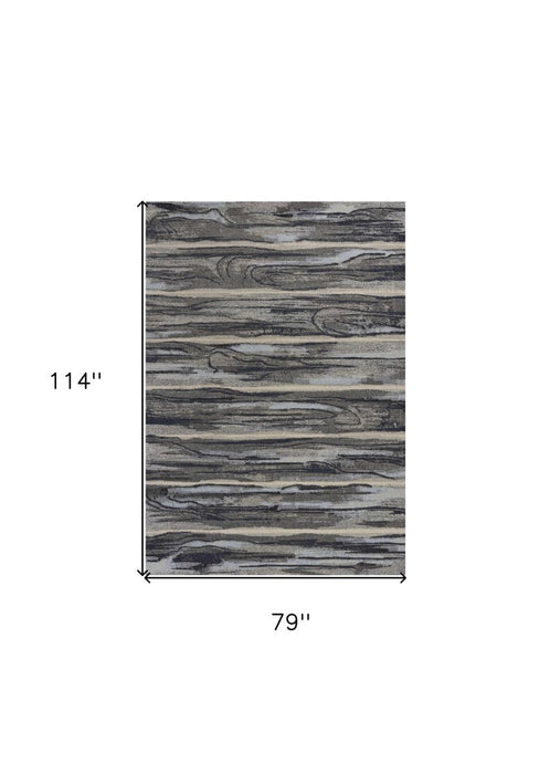 10' X 13' Grey Machine Woven Abstract Brushstroke Indoor Area Rug - herplace.store