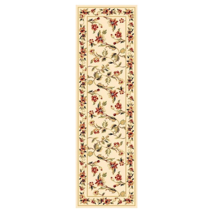 10' X 13' Ivory Machine Woven Floral Vines Indoor Area Rug - herplace.store