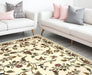 10' X 13' Ivory Machine Woven Floral Vines Indoor Area Rug - herplace.store