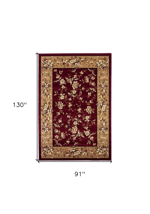 10' X 13' Red Beige Machine Woven Floral Traditional Indoor Area Rug - herplace.store