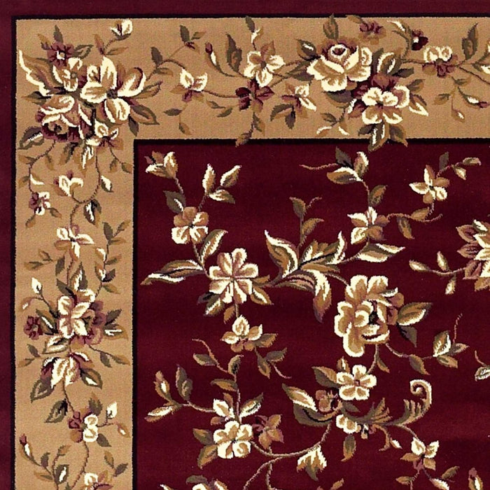 10' X 13' Red Beige Machine Woven Floral Traditional Indoor Area Rug - herplace.store