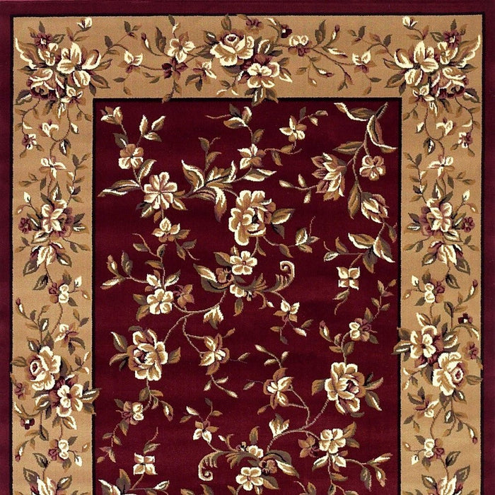 10' X 13' Red Beige Machine Woven Floral Traditional Indoor Area Rug - herplace.store