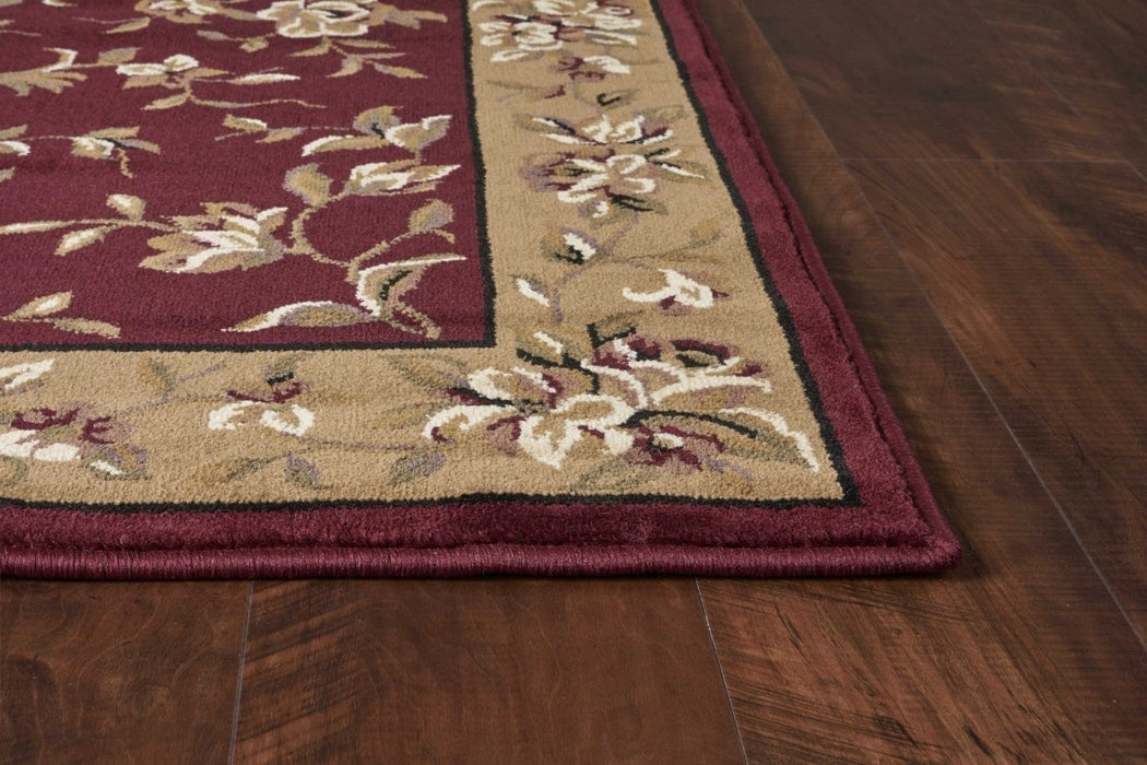 10' X 13' Red Beige Machine Woven Floral Traditional Indoor Area Rug - herplace.store