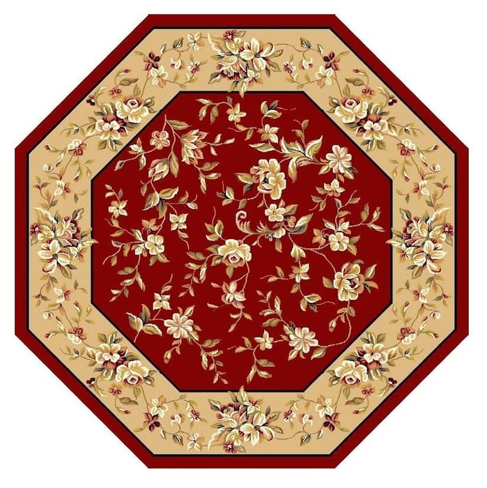 10' X 13' Red Beige Machine Woven Floral Traditional Indoor Area Rug - herplace.store