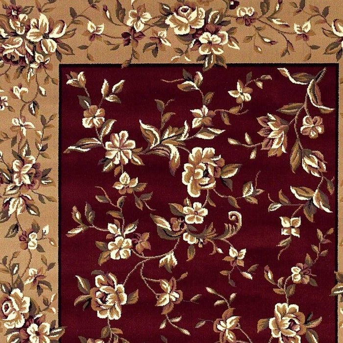 10' X 13' Red Beige Machine Woven Floral Traditional Indoor Area Rug - herplace.store