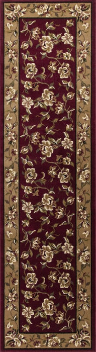 10' X 13' Red Beige Machine Woven Floral Traditional Indoor Area Rug - herplace.store