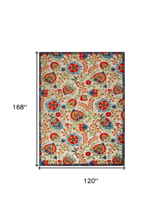 10' X 14' Beige Floral Power Loom Area Rug - herplace.store