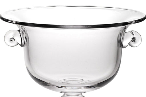 11" Clear Mouth Blown Crystal Round Pedestal Centerpiece Bowl - herplace.store