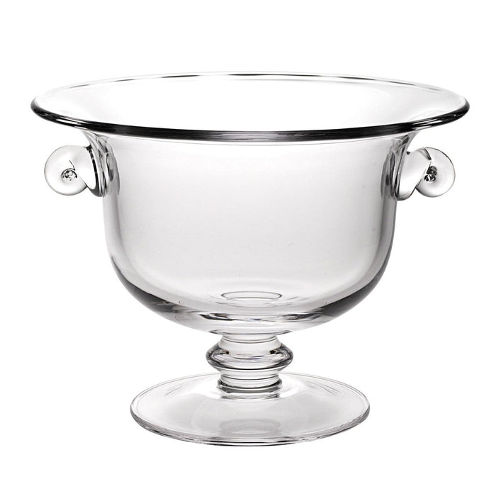 11" Clear Mouth Blown Crystal Round Pedestal Centerpiece Bowl - herplace.store